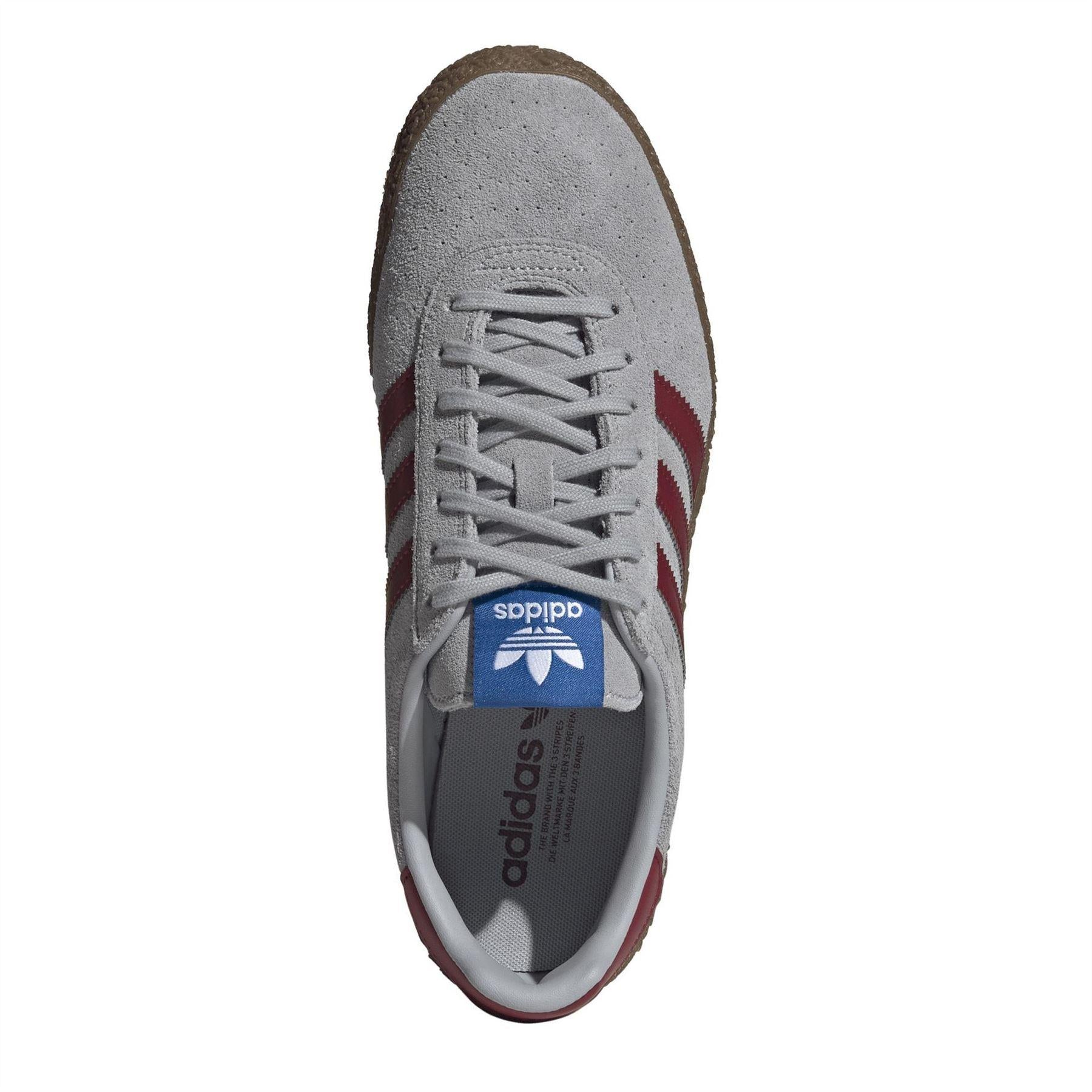 Grey-Red - Pack Shot - Adidas Mens Originals Montreal 3 Stripes Suede Trainers