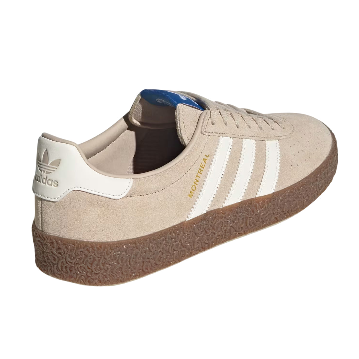 Beige-White - Back - Adidas Mens Originals Montreal 3 Stripes Suede Trainers