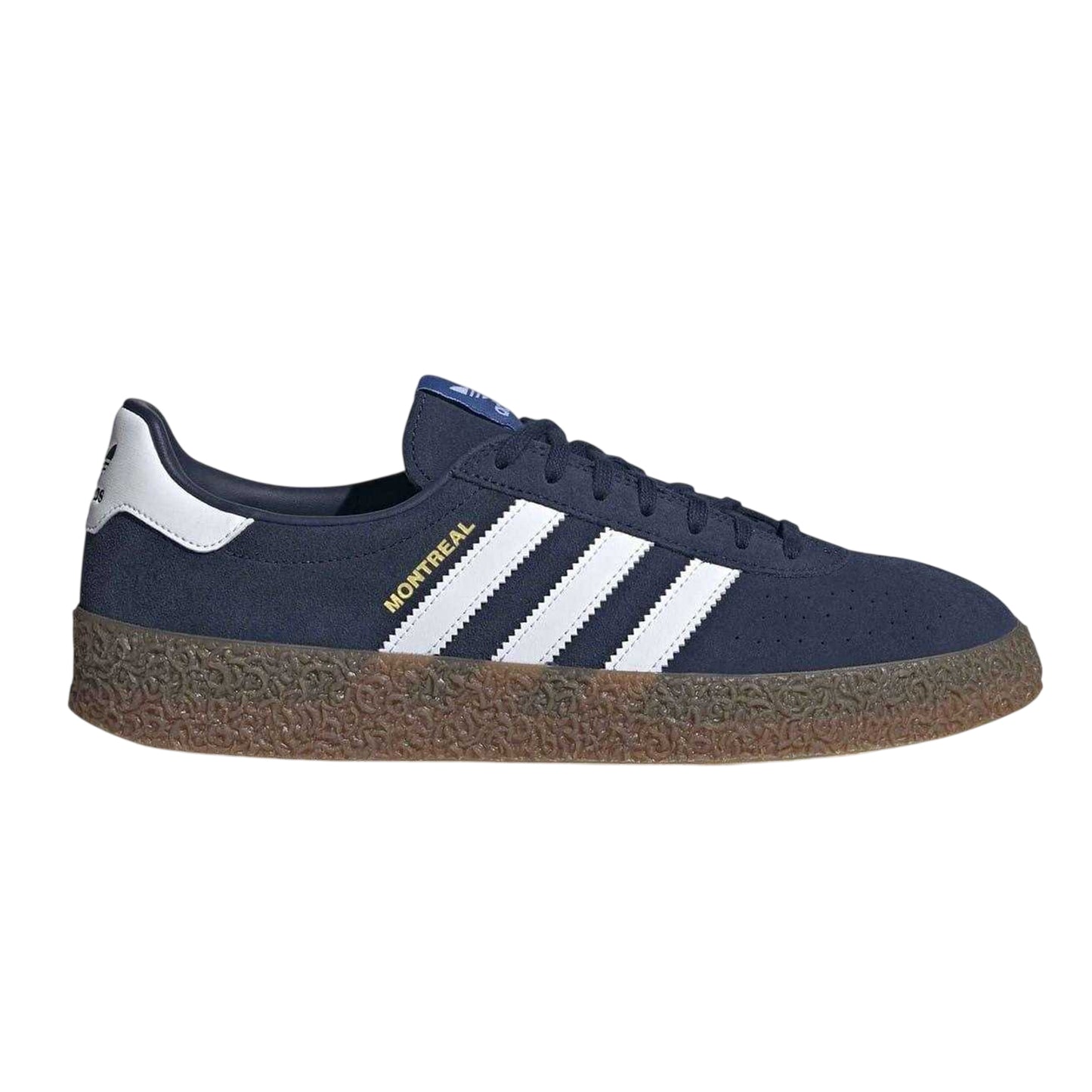 Navy-White - Front - Adidas Mens Originals Montreal 3 Stripes Suede Trainers