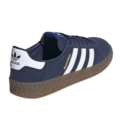 Navy-White - Back - Adidas Mens Originals Montreal 3 Stripes Suede Trainers