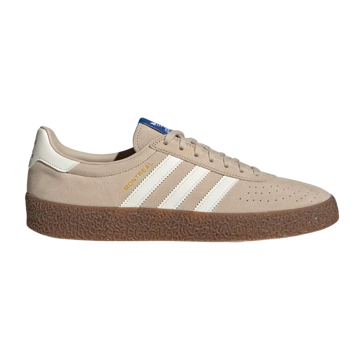 Beige-White - Front - Adidas Mens Originals Montreal 3 Stripes Suede Trainers