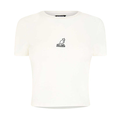 White - Front - Kangol Womens-Ladies Graphic Print Cropped Fitted T-Shirt