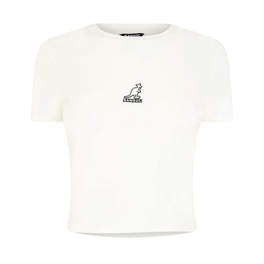 White - Front - Kangol Womens-Ladies Graphic Print Cropped Fitted T-Shirt