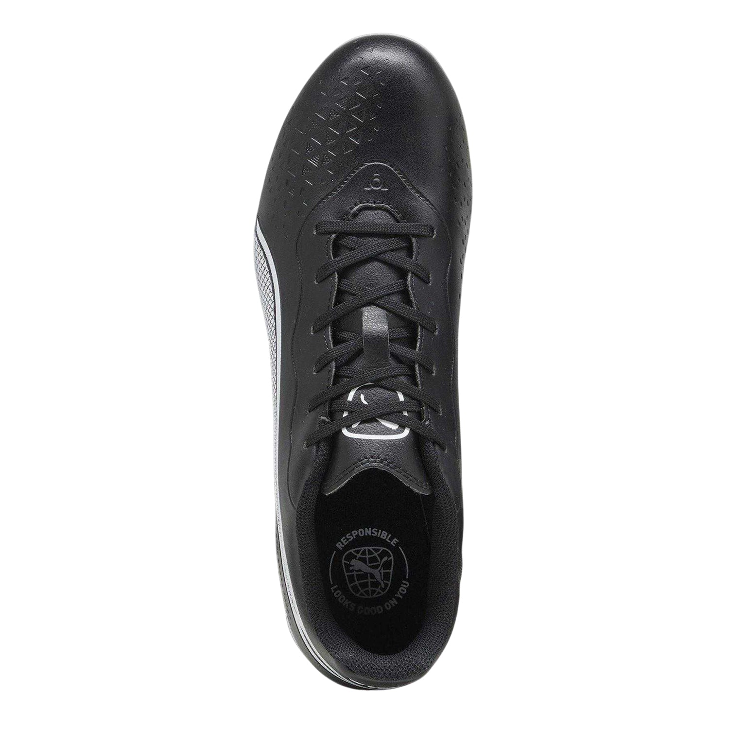 Black-White - Side - Puma Mens King Match Synthetic Leather Firm Ground Football Boots