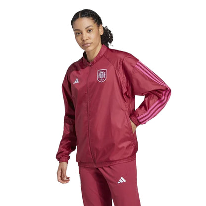 Red - Side - Adidas Womens-Ladies 2023-24 Pre Match Spain Aeroready Jacket