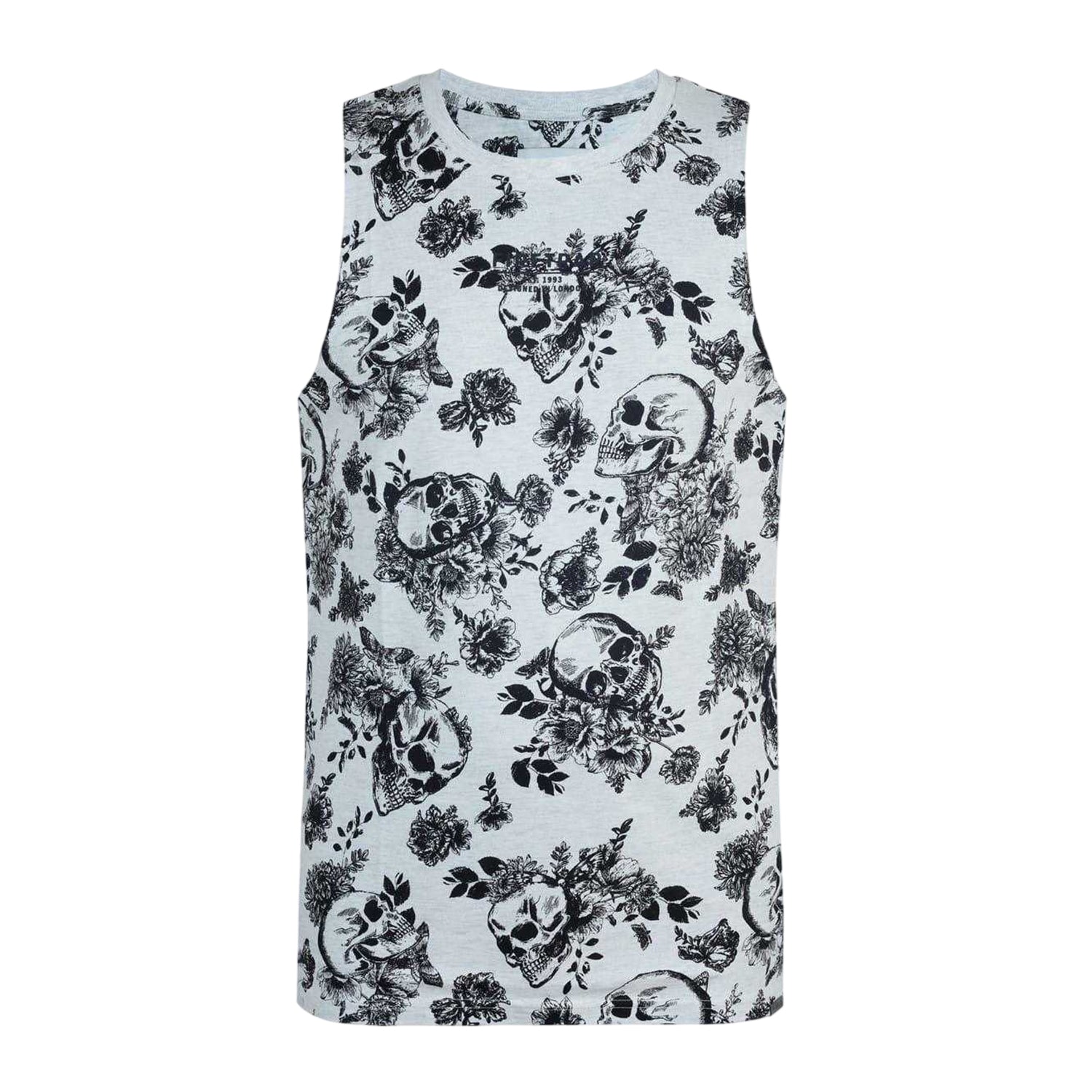 Ecru - Front - Firetrap Mens Cotton All-Over Print Vest Top