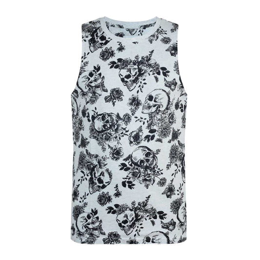 Ecru - Front - Firetrap Mens Cotton All-Over Print Vest Top