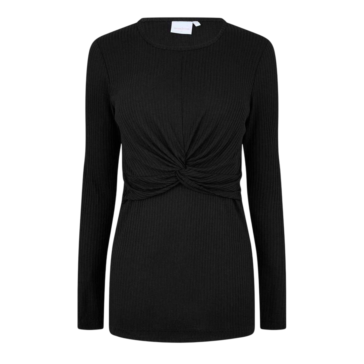 Black - Front - Mamalicious Womens-Ladies Crew Neck Slim Long-Sleeved Blouse