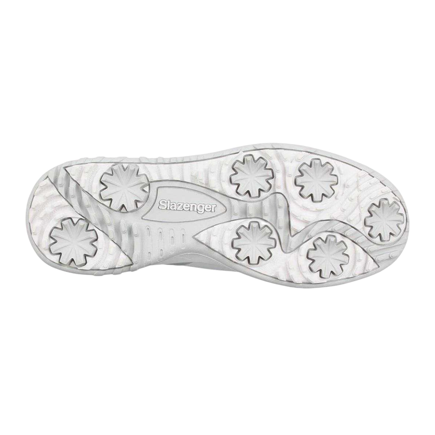 White-Grey-Rose Gold - Pack Shot - Slazenger Mens V Series Spikes Golf Shoes