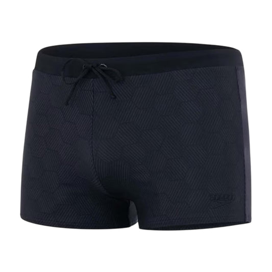 Black-Grey - Front - Speedo Mens Geometric Swim Shorts