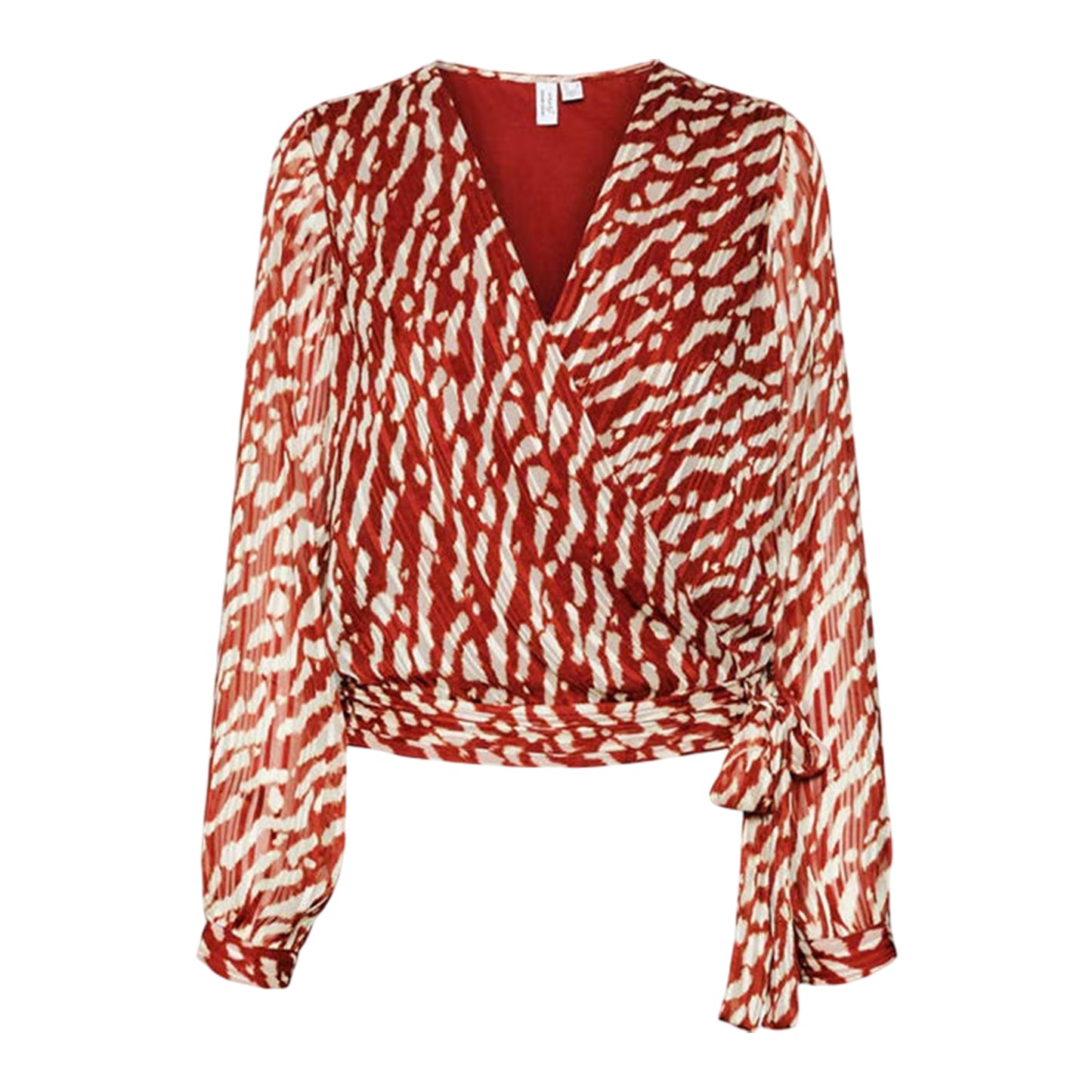 Fired Brick - Front - Vero Moda Womens-Ladies Animal Print V Neck Wrap Top