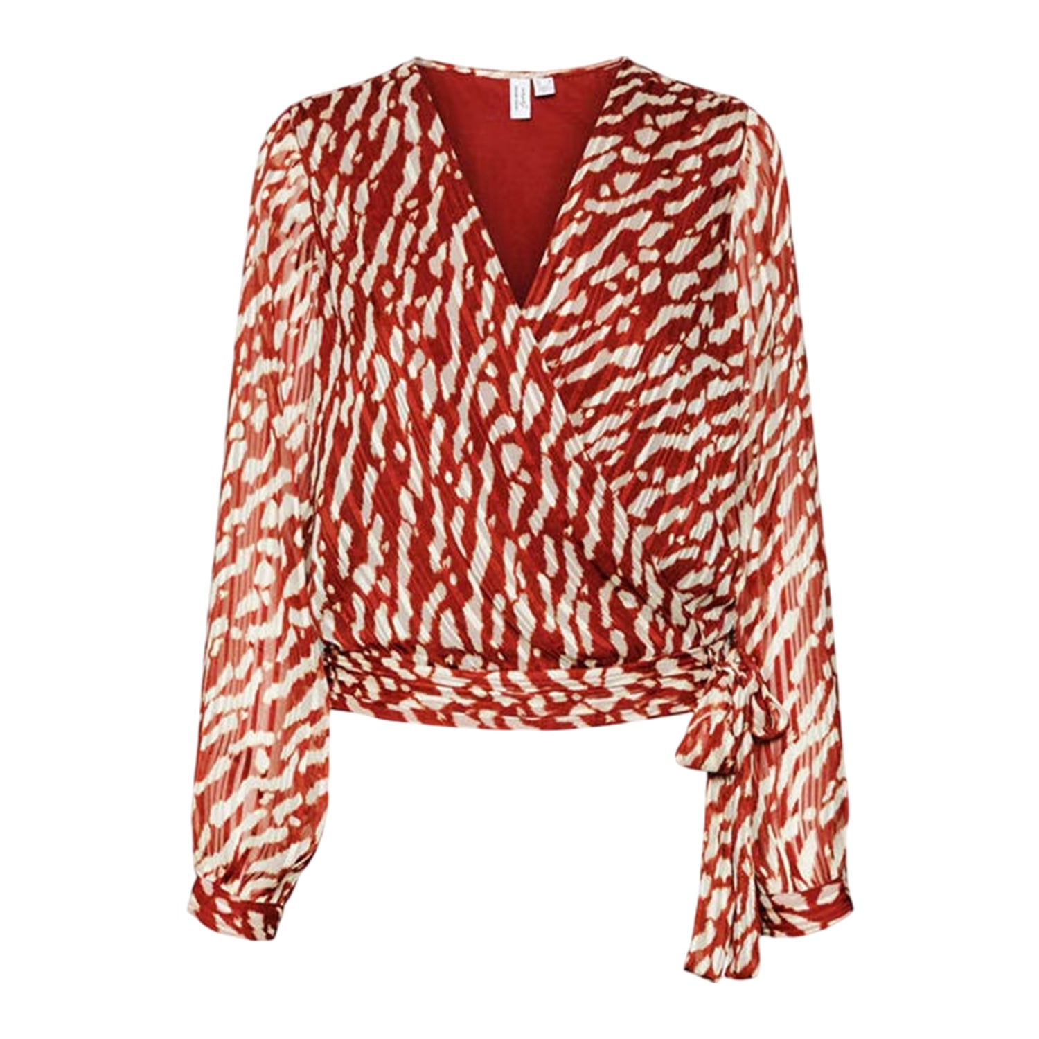 Fired Brick - Front - Vero Moda Womens-Ladies Animal Print V Neck Wrap Top