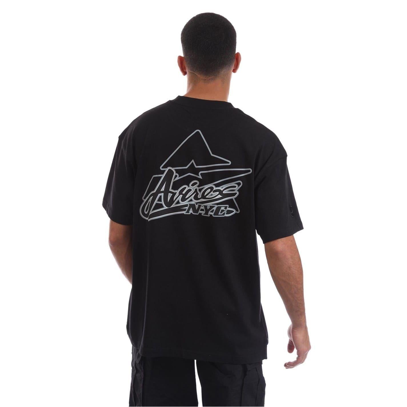 Black - Back - Avirex Mens Rego Lettering Oversized T-Shirt