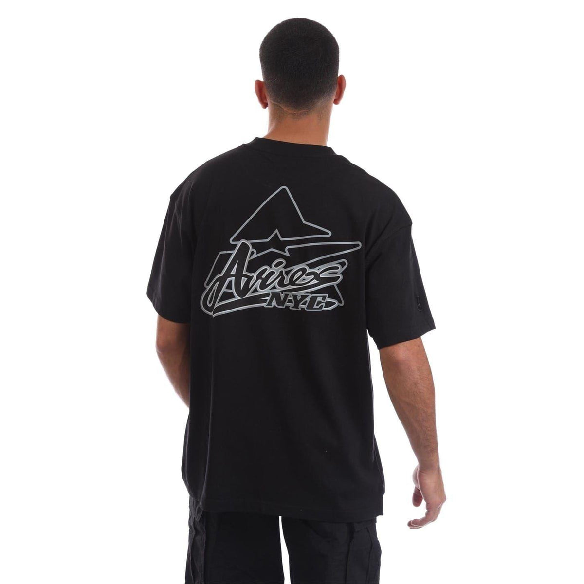 Black - Back - Avirex Mens Rego Lettering Oversized T-Shirt