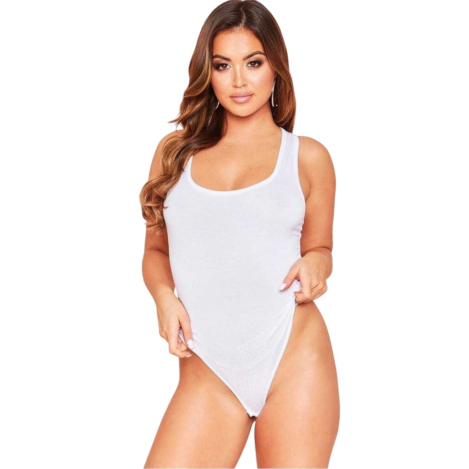 White - Front - Missy Empire Womens-Ladies Jersey Bodysuit
