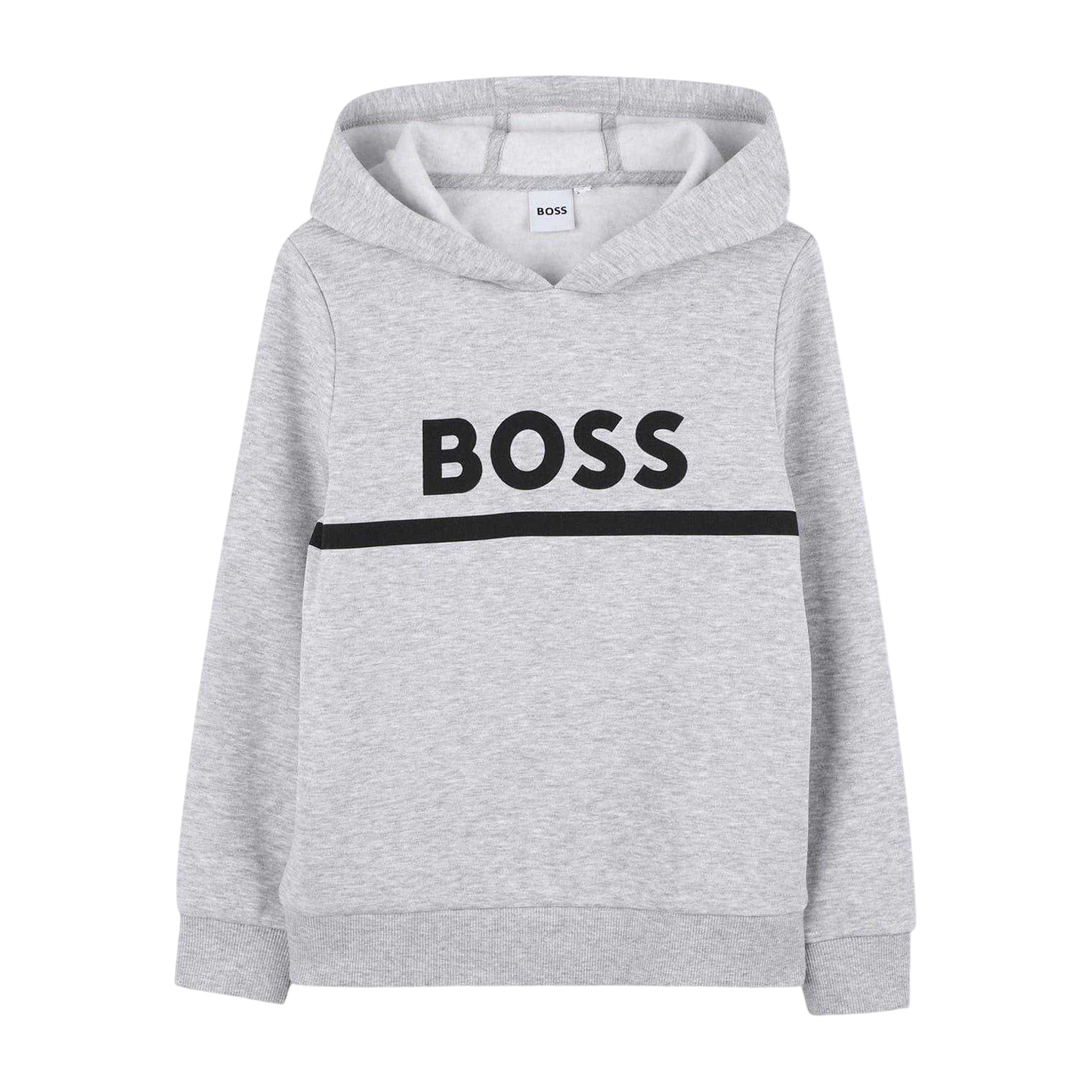 Grey - Front - Boss Childrens-Kids Contrast Line Hoodie