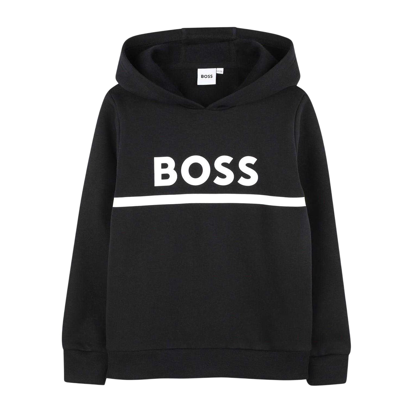 Black - Front - Boss Childrens-Kids Contrast Line Hoodie