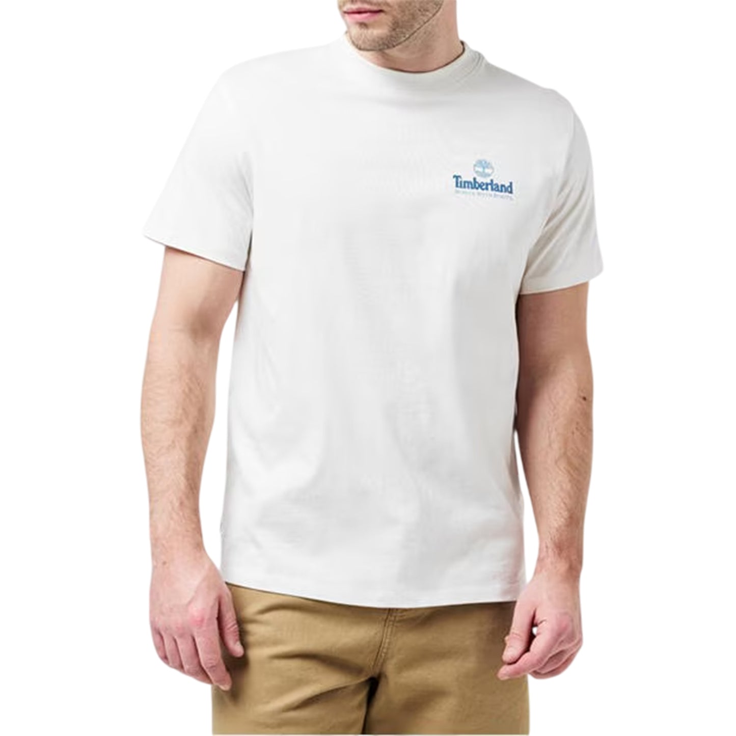 White - Side - Timberland Mens Tree Logo Crew Neck T-Shirt