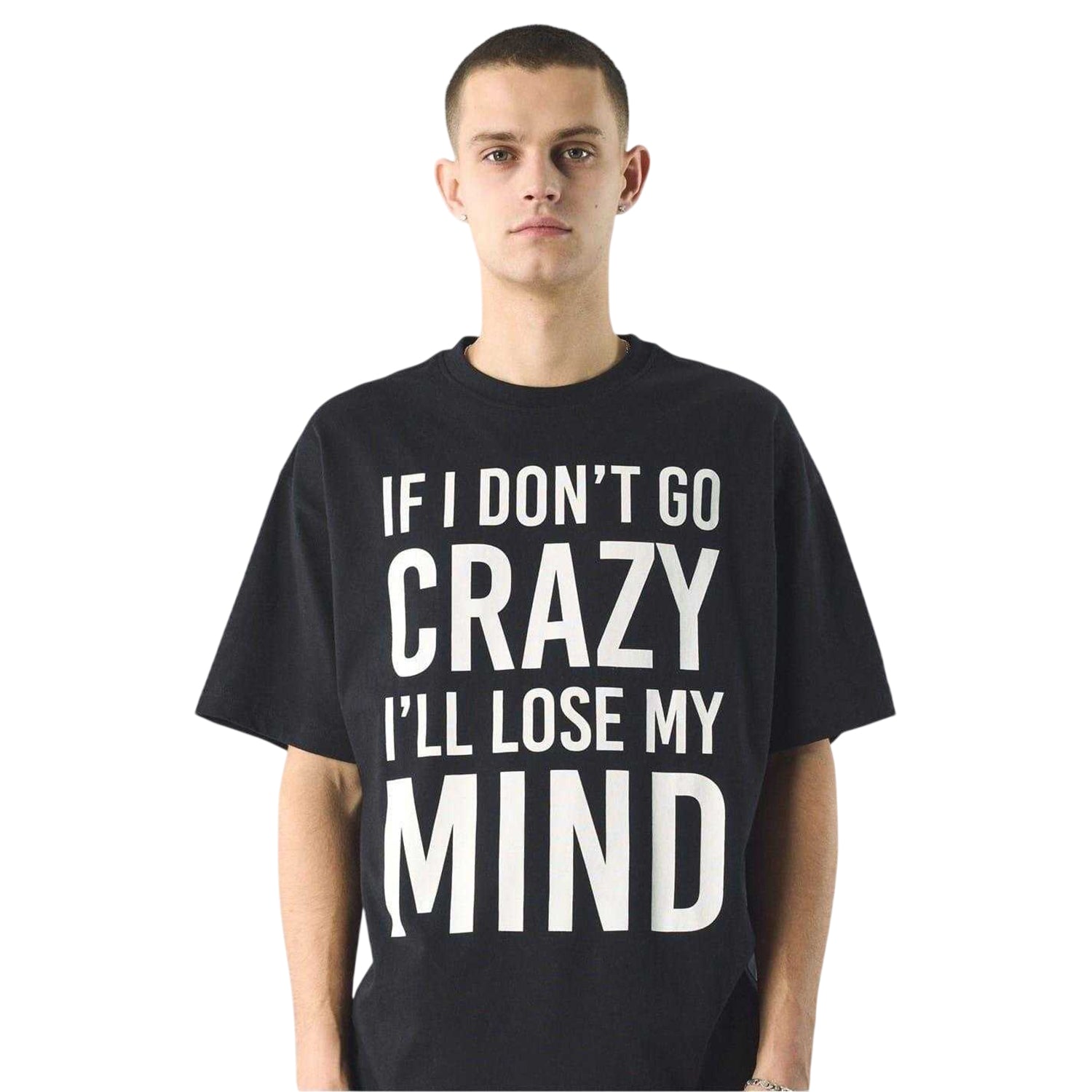 Black - Side - Pretty Green Mens If I Don´t Go Crazy Lettering Regular T-Shirt