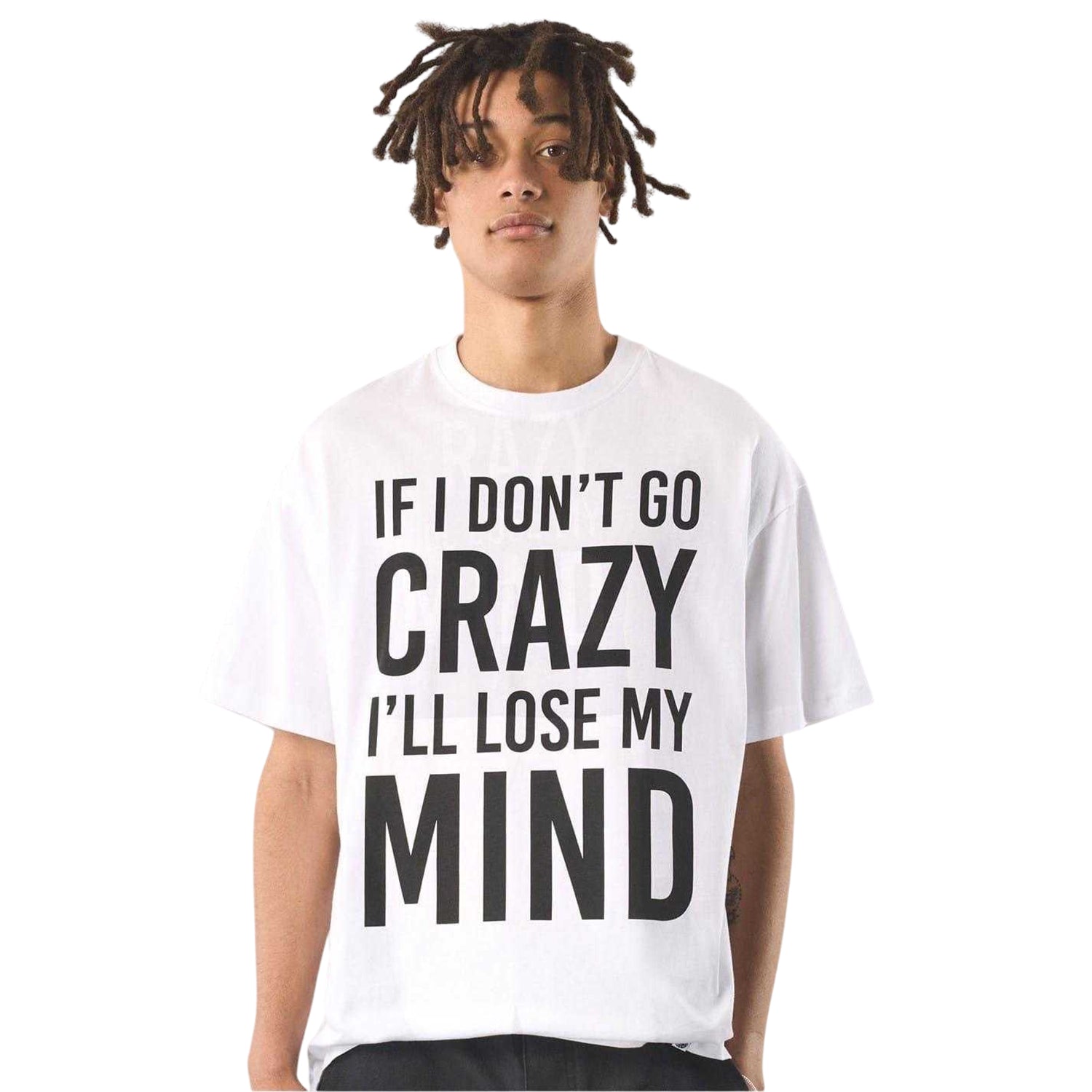White - Back - Pretty Green Mens If I Don´t Go Crazy Lettering Regular T-Shirt