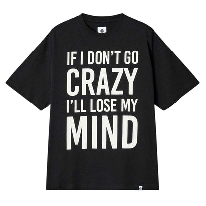 Black - Front - Pretty Green Mens If I Don´t Go Crazy Lettering Regular T-Shirt