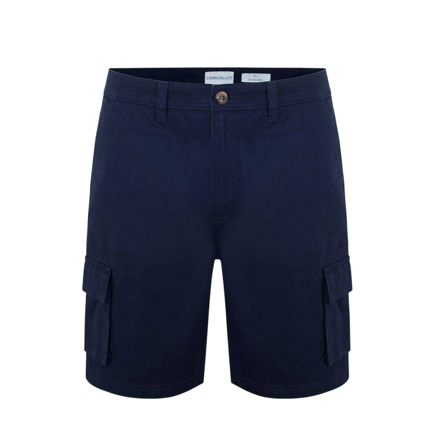 Navy - Front - SoulCal Mens Plain Cargo Shorts