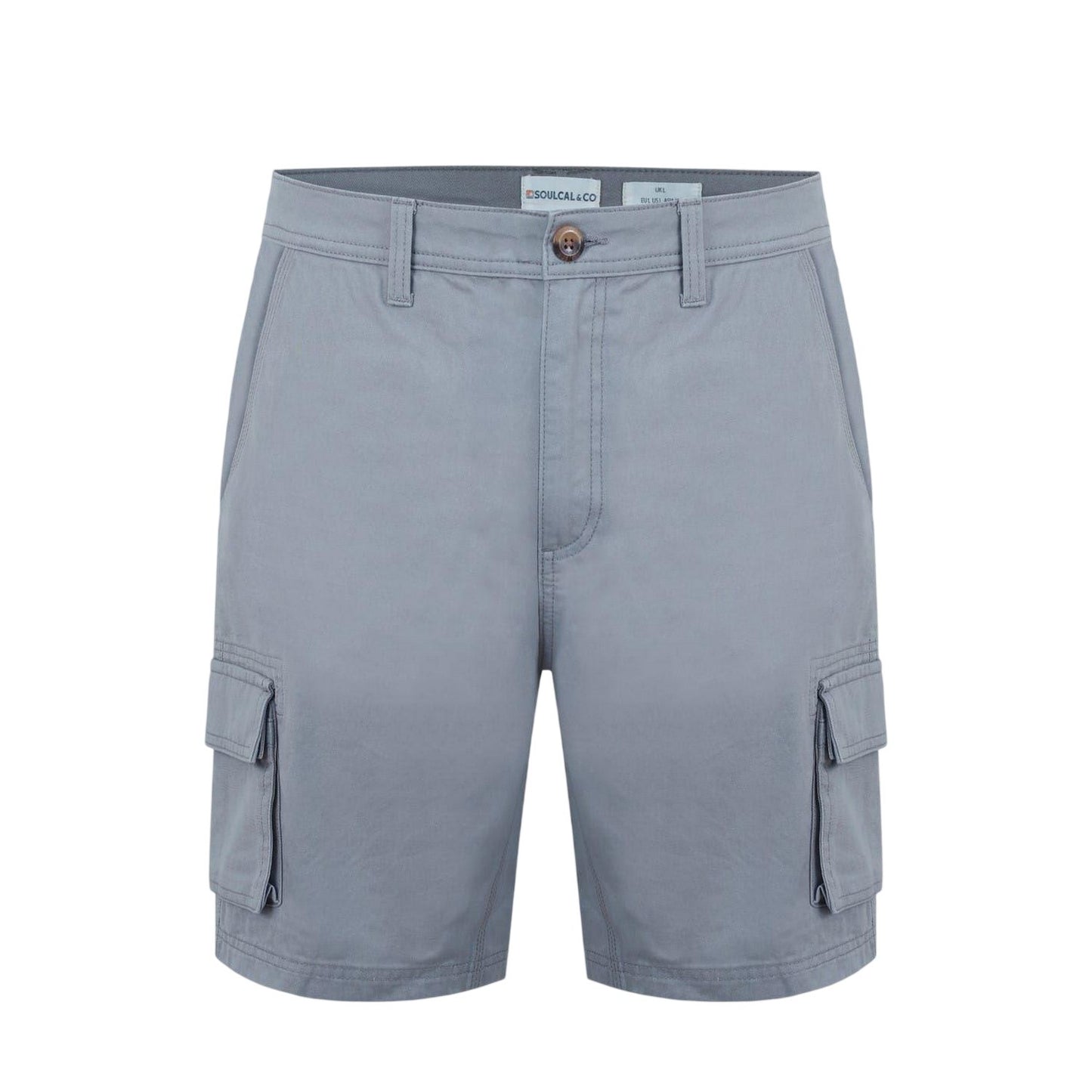 Light Grey - Front - SoulCal Mens Plain Cargo Shorts