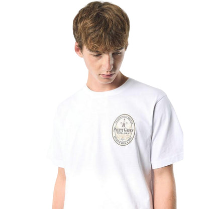 White - Side - Pretty Green Mens Crew Neck Relaxed Fit Short-Sleeved T-Shirt