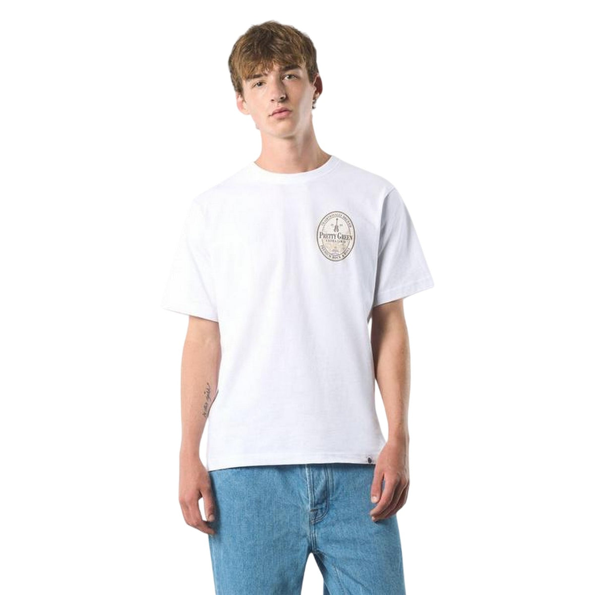 White - Lifestyle - Pretty Green Mens Crew Neck Relaxed Fit Short-Sleeved T-Shirt