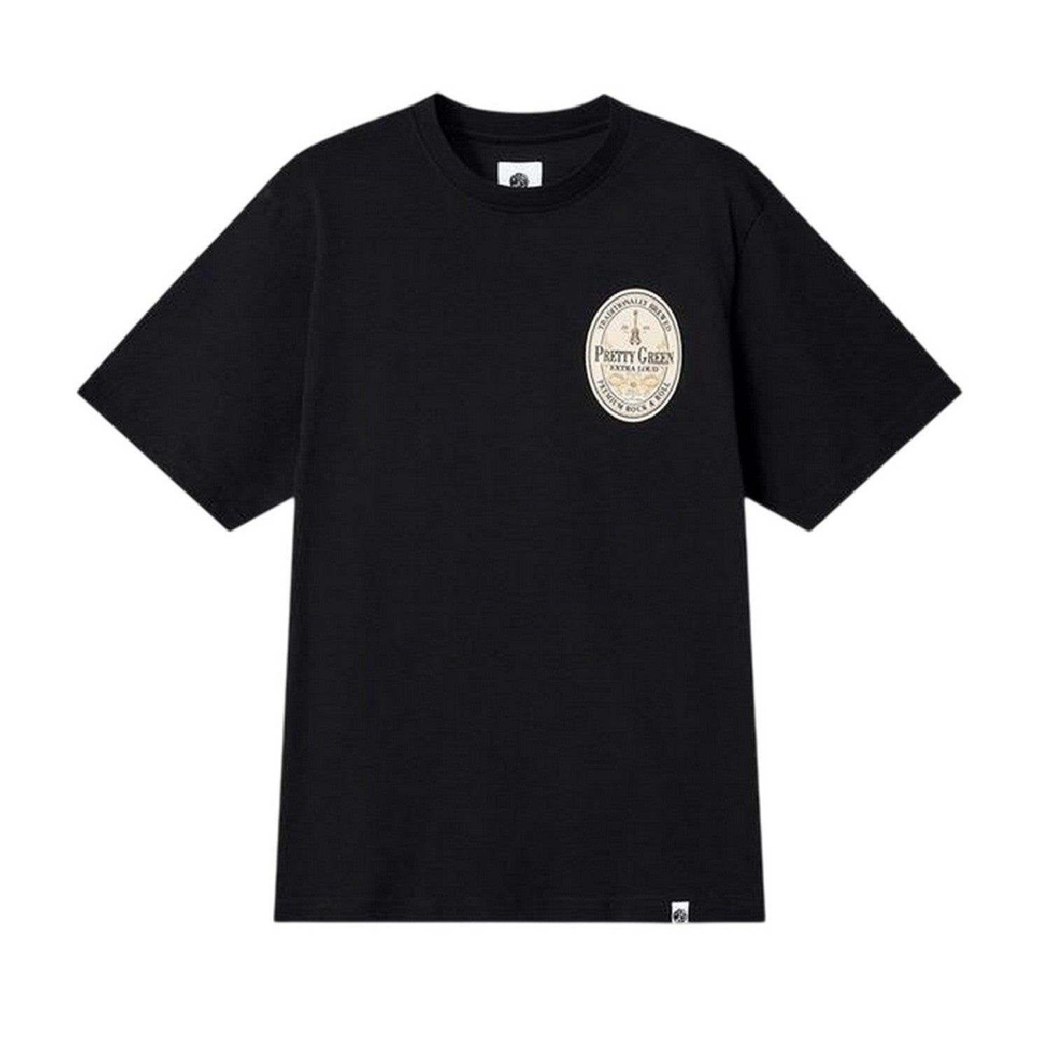 Black - Front - Pretty Green Mens Crew Neck Relaxed Fit Short-Sleeved T-Shirt