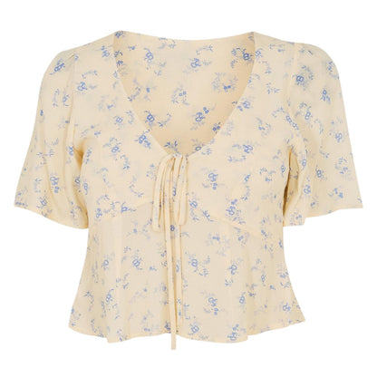 White - Front - Jack Wills Womens-Ladies Ditsy Floral Viscose Keyhole Blouse