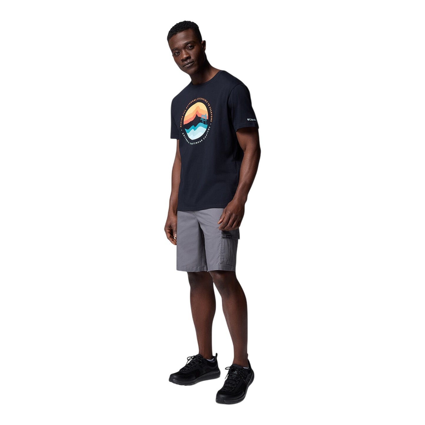 Black - Side - Columbia Mens Path Lake II Crew Neck Regular T-Shirt