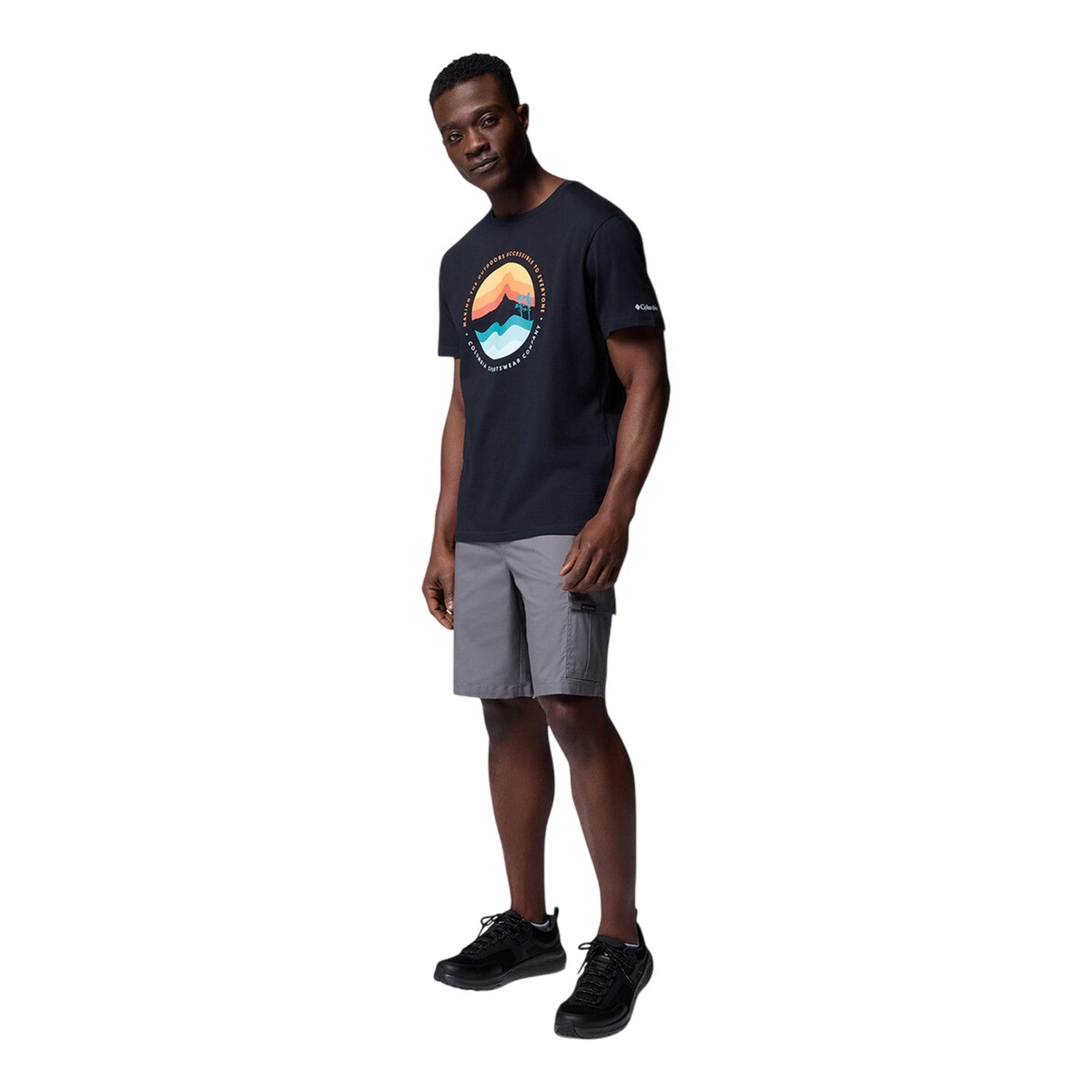 Black - Side - Columbia Mens Path Lake II Crew Neck Regular T-Shirt