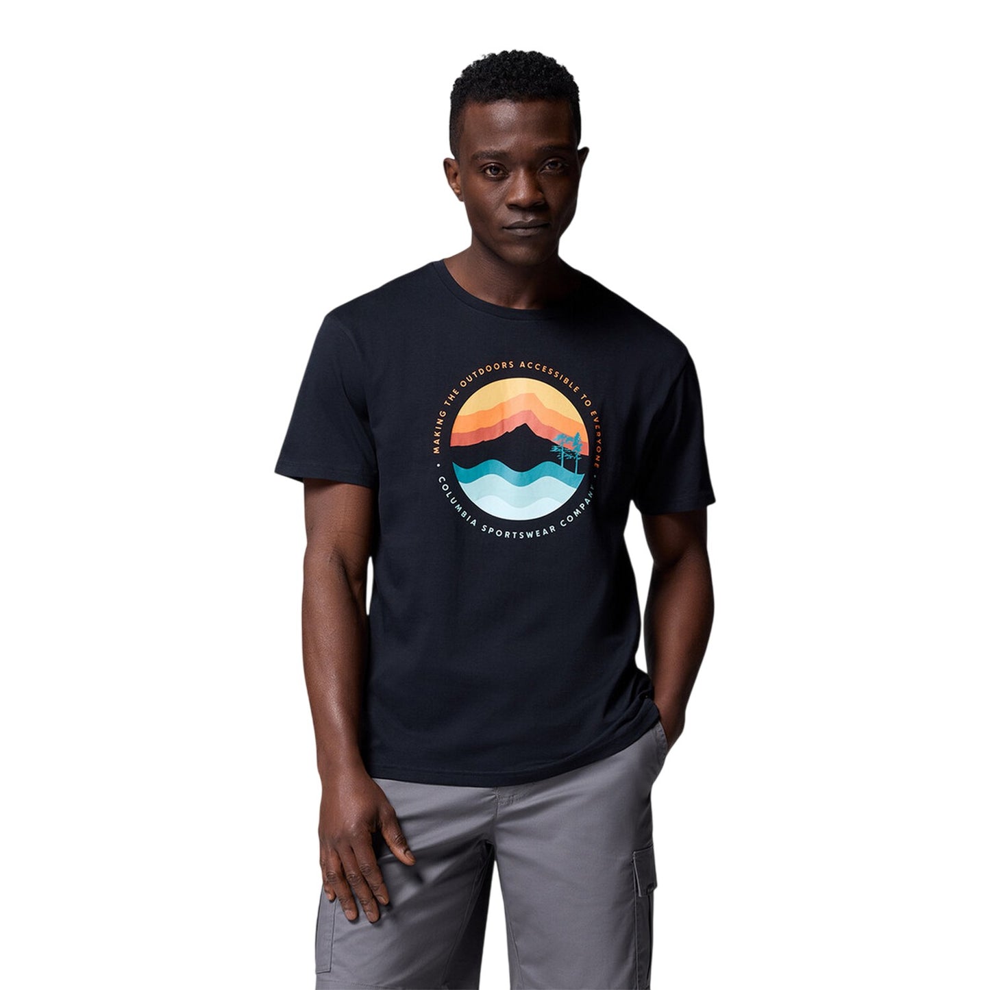 Black - Front - Columbia Mens Path Lake II Crew Neck Regular T-Shirt