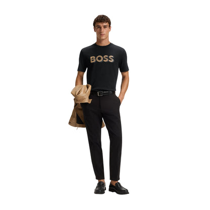 Black - Side - Boss Boys Logo 3D Regular Short-Sleeved T-Shirt