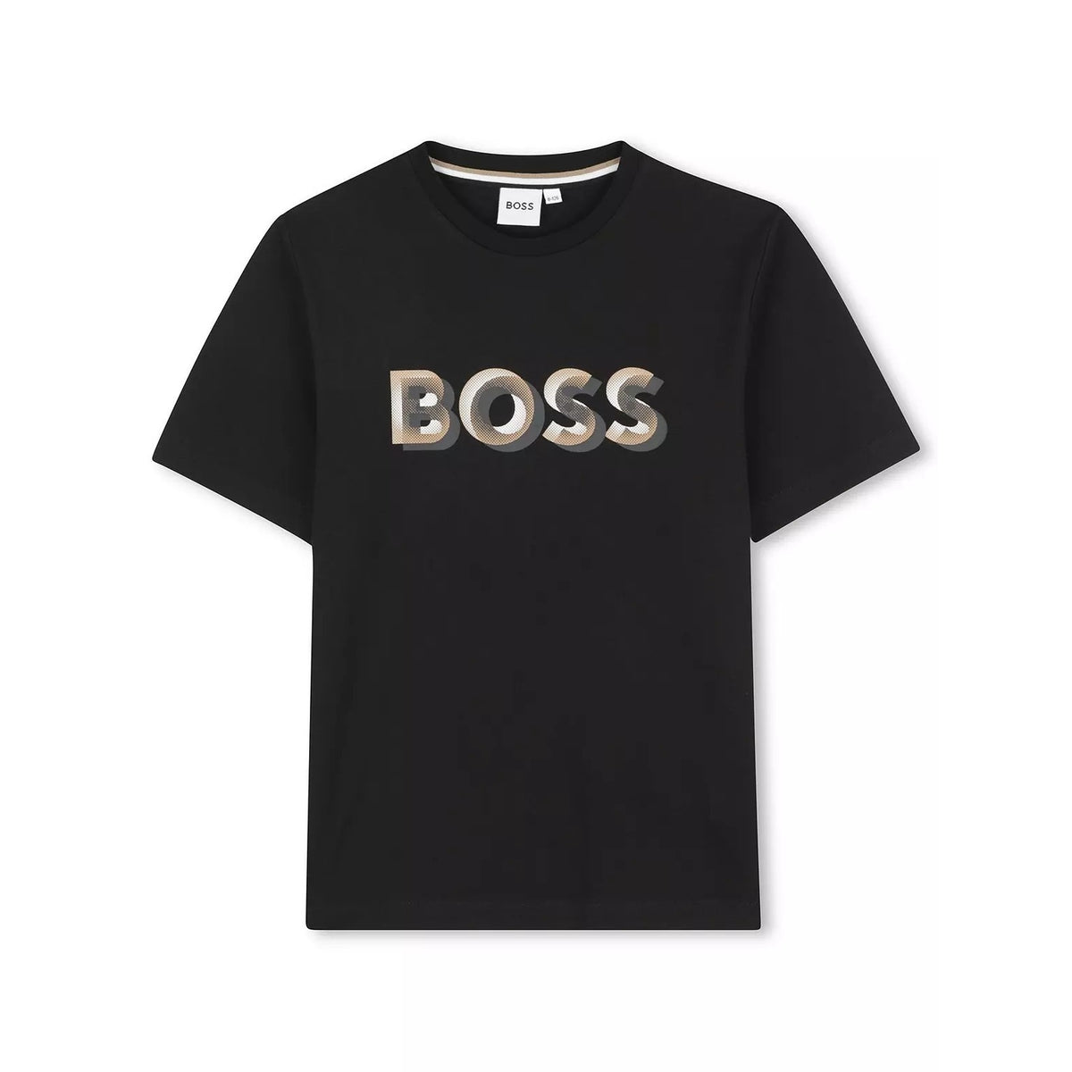 Black - Front - Boss Boys Logo 3D Regular Short-Sleeved T-Shirt