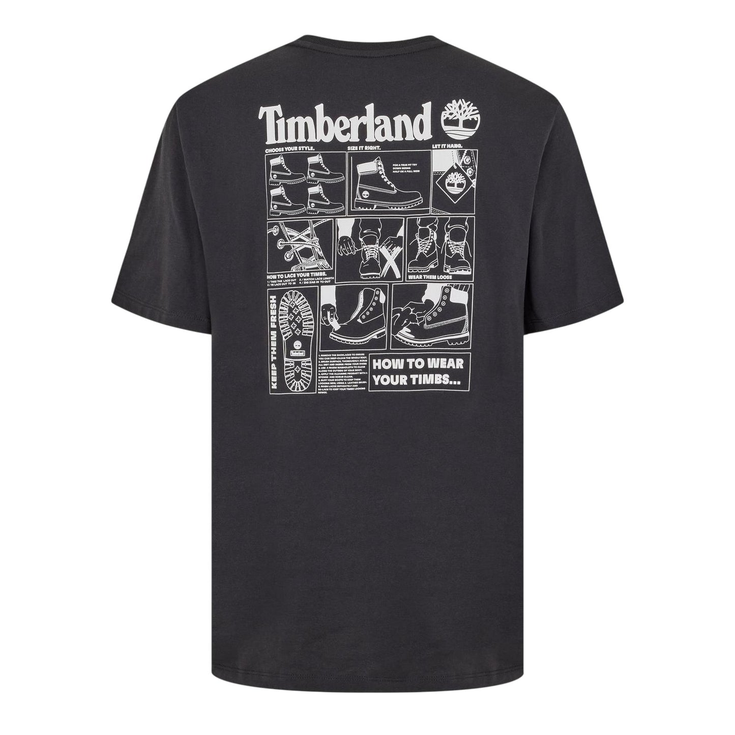 Black - Back - Timberland Mens Logo Crew Neck Relaxed Fit T-Shirt