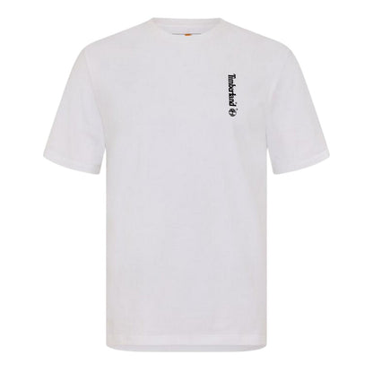 White - Front - Timberland Mens Logo Crew Neck Relaxed Fit T-Shirt