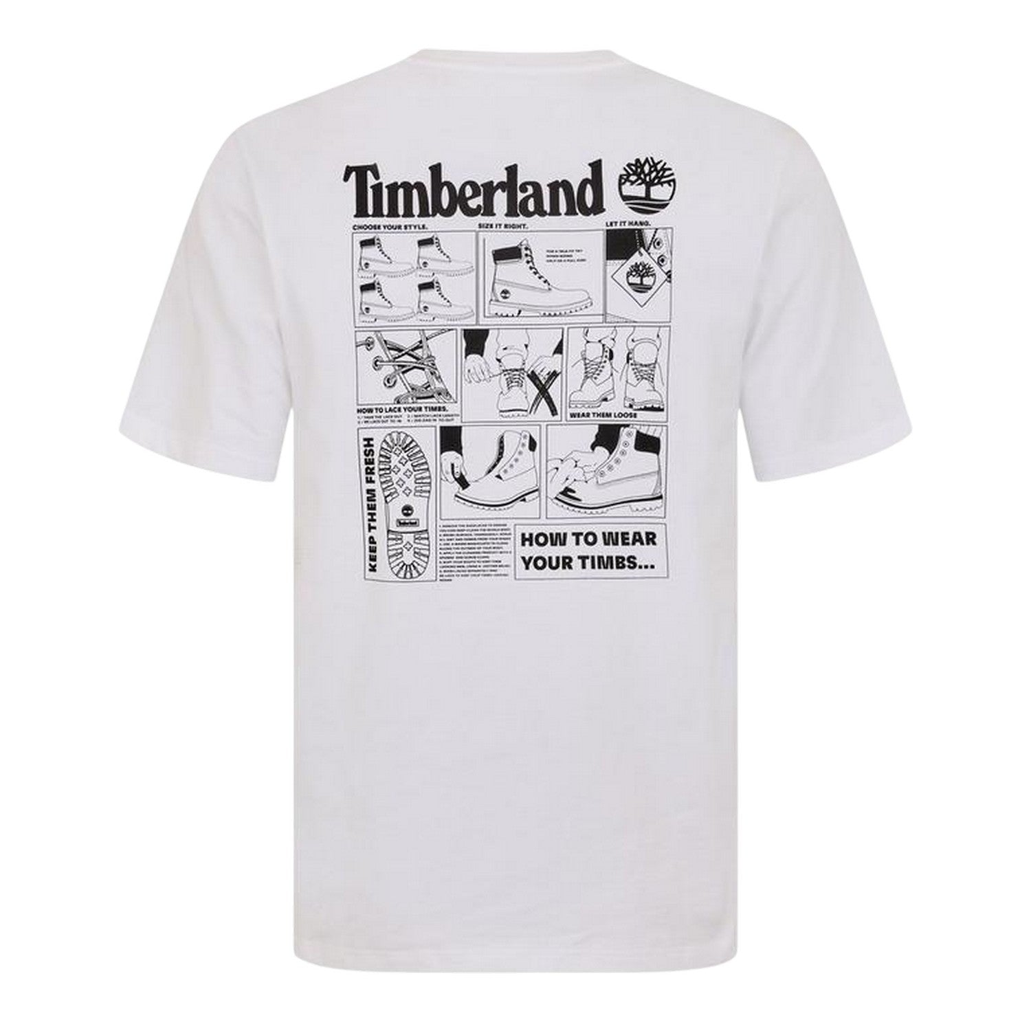 White - Back - Timberland Mens Logo Crew Neck Relaxed Fit T-Shirt