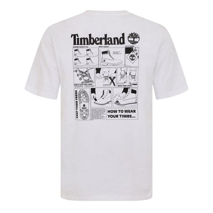White - Back - Timberland Mens Logo Crew Neck Relaxed Fit T-Shirt