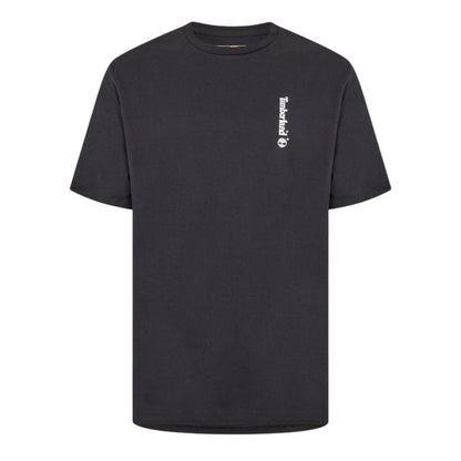 Black - Front - Timberland Mens Logo Crew Neck Relaxed Fit T-Shirt