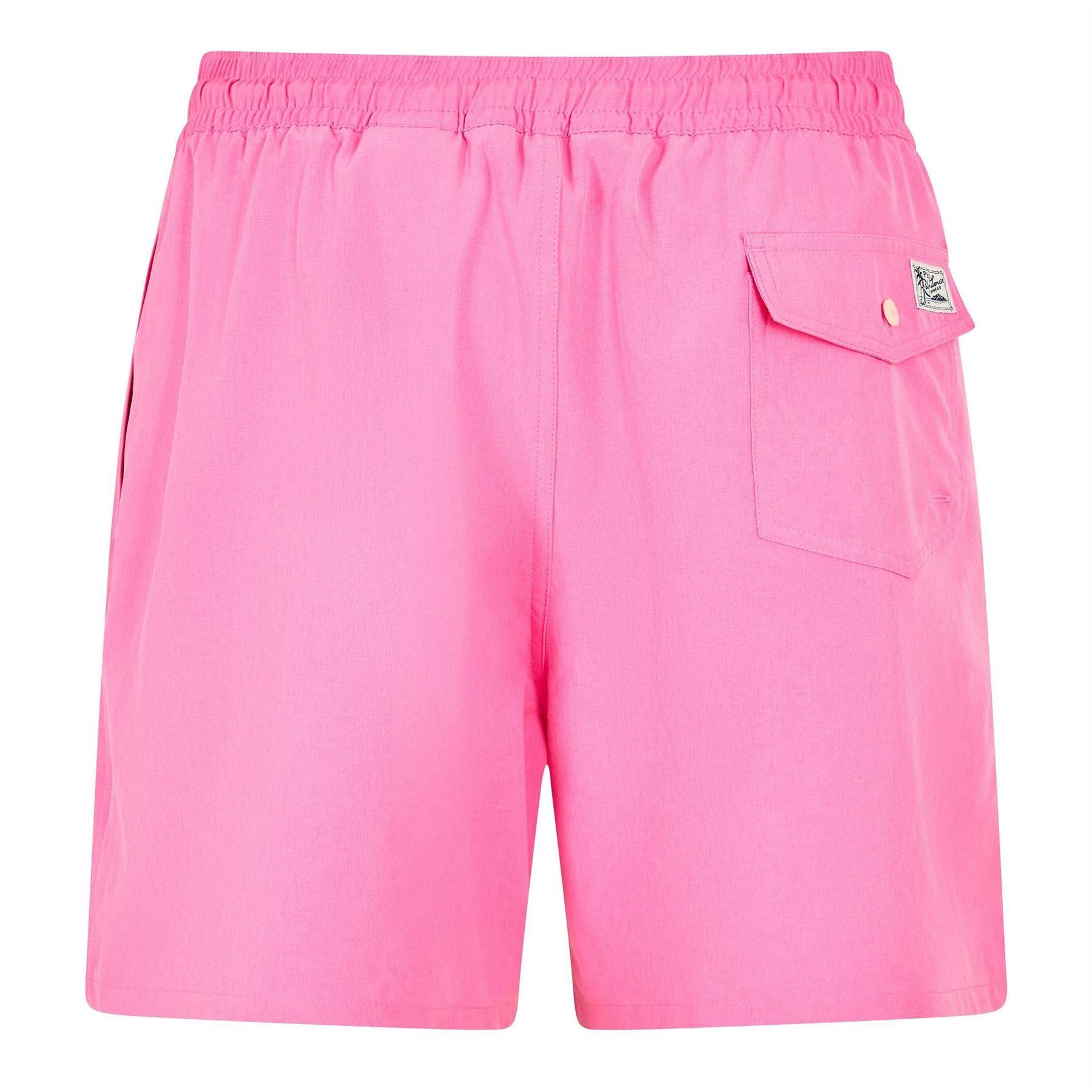Pink - Back - Ralph Lauren Mens Traveller Swim Shorts