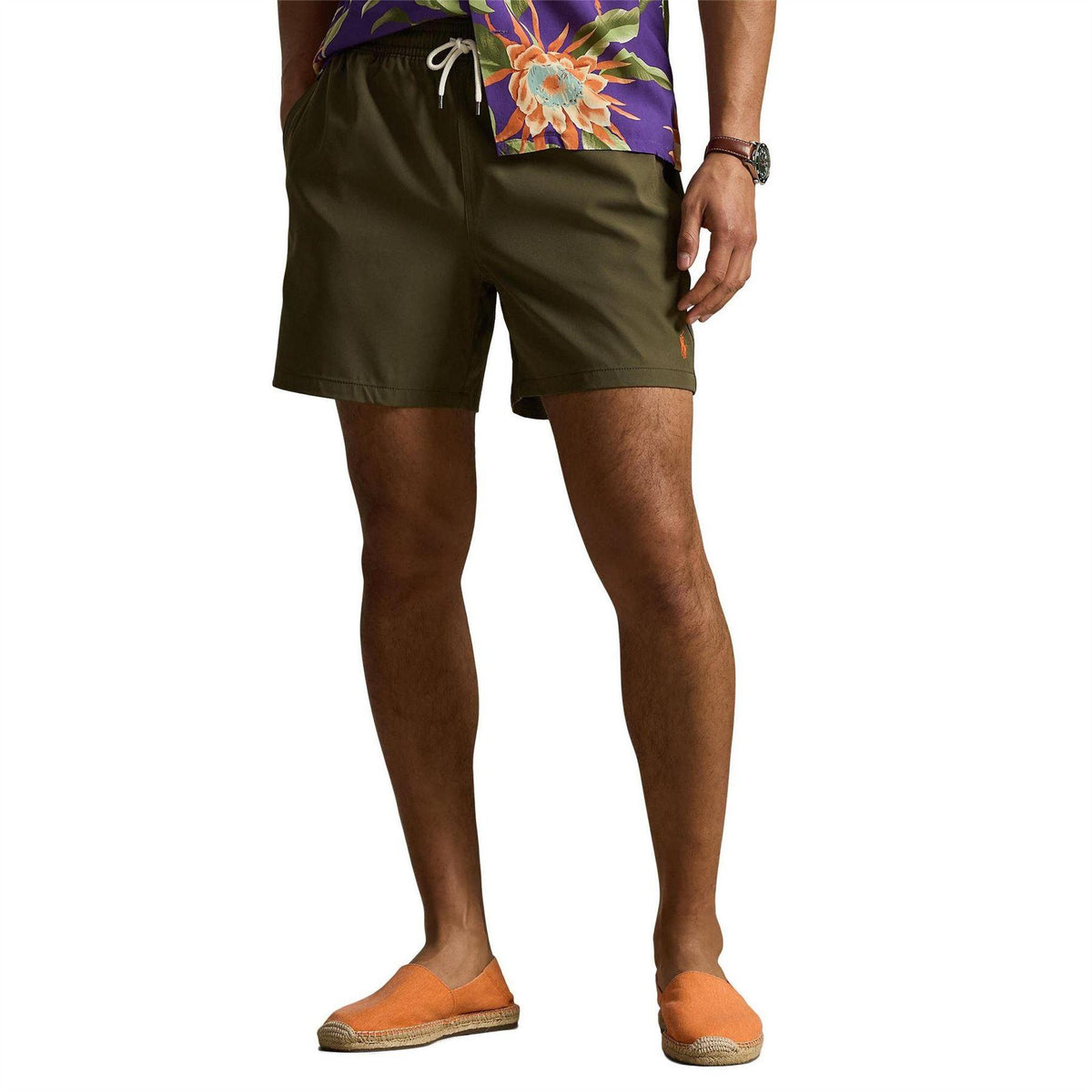 Olive - Side - Ralph Lauren Mens Traveller Swim Shorts