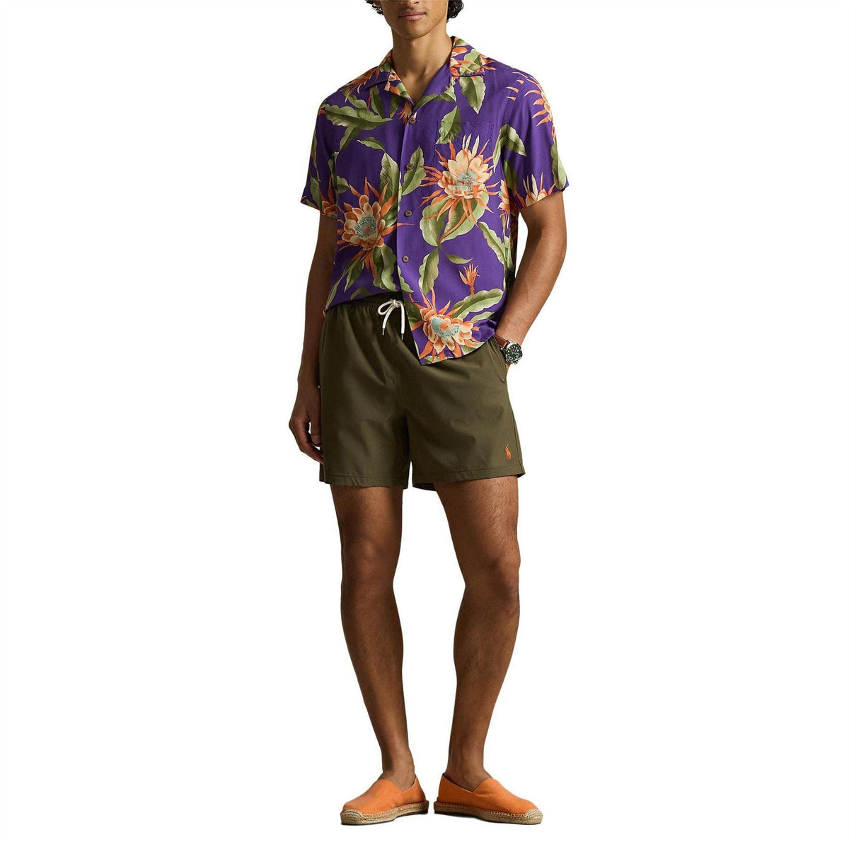 Olive - Pack Shot - Ralph Lauren Mens Traveller Swim Shorts
