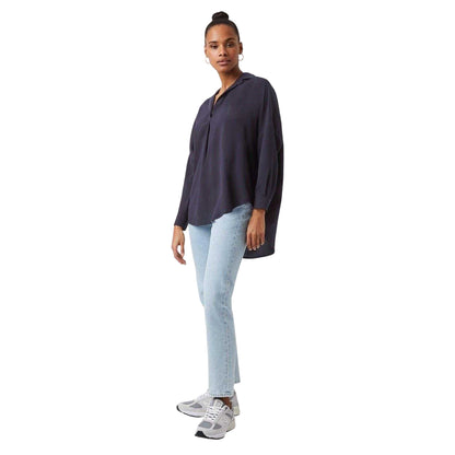 Blue - Side - French Connection Womens-Ladies Relaxed Fit Long-Sleeved Blouse