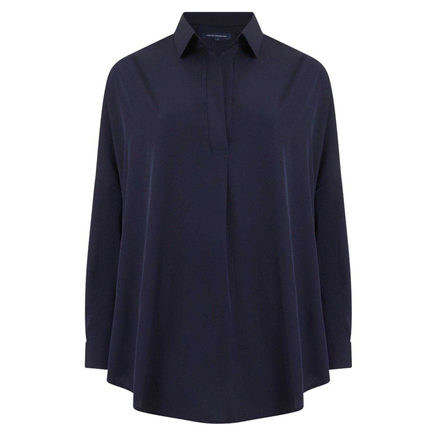 Blue - Front - French Connection Womens-Ladies Relaxed Fit Long-Sleeved Blouse