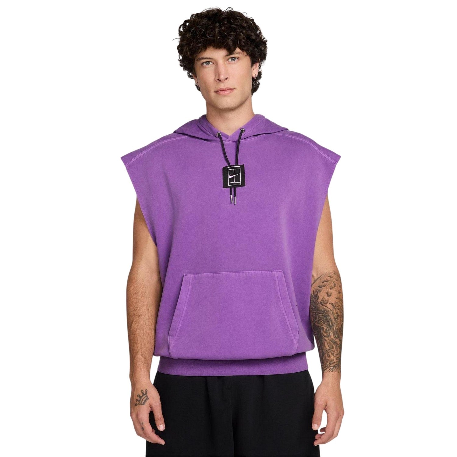 Violet-Black - Side - Nike Mens Court Slam Sleeveless Hoodie