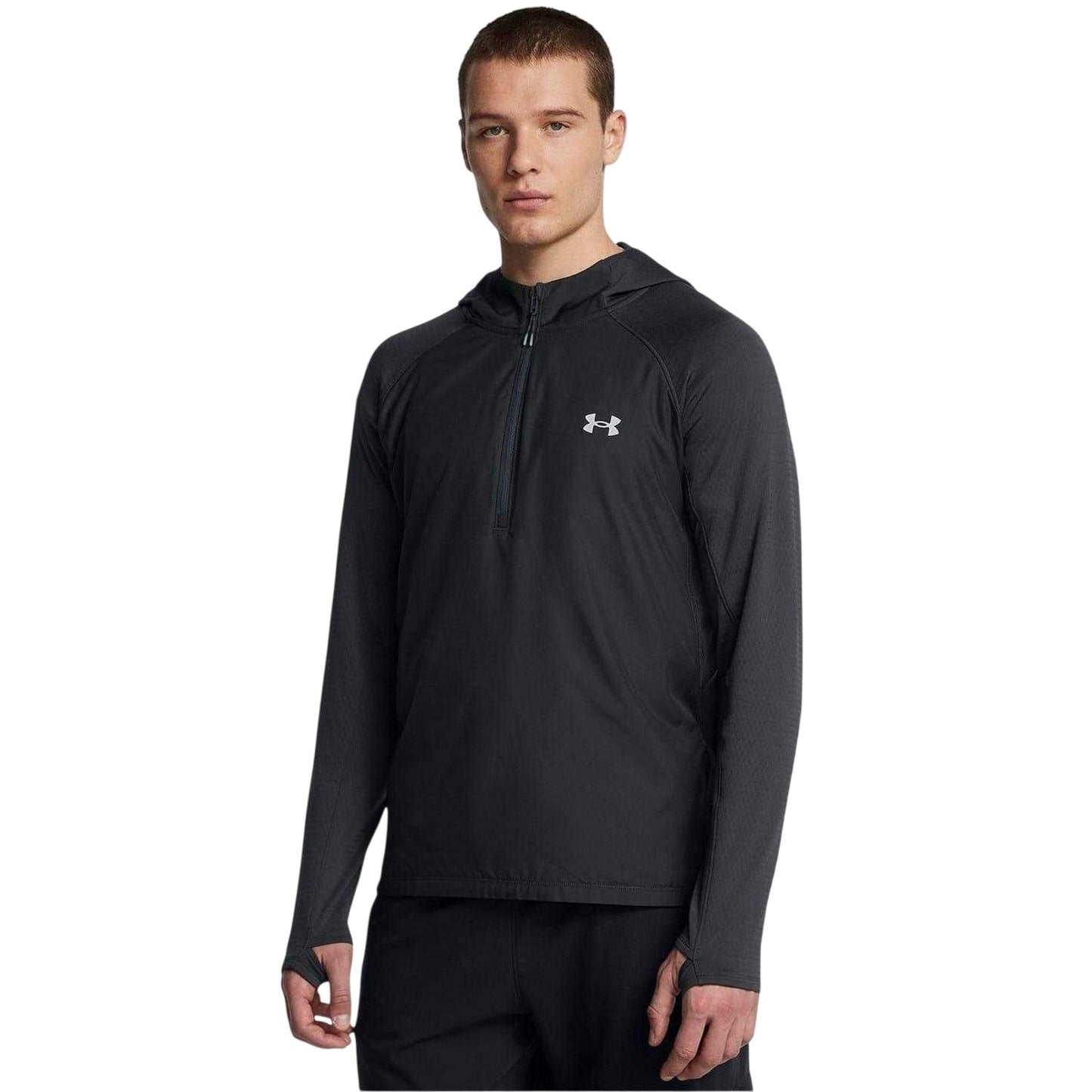Grey - Front - Under Armour Mens Trail Run Hoodie