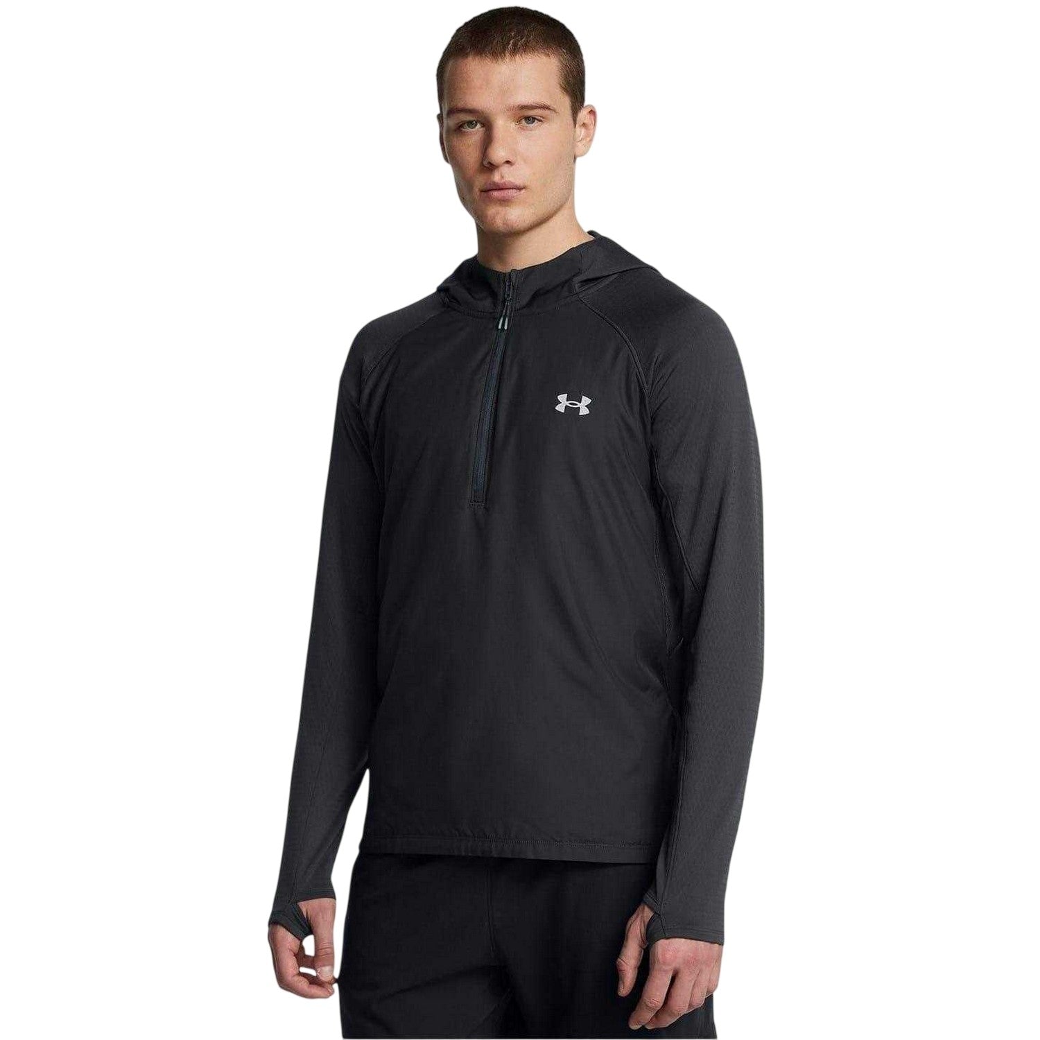 Grey - Front - Under Armour Mens Trail Run Hoodie