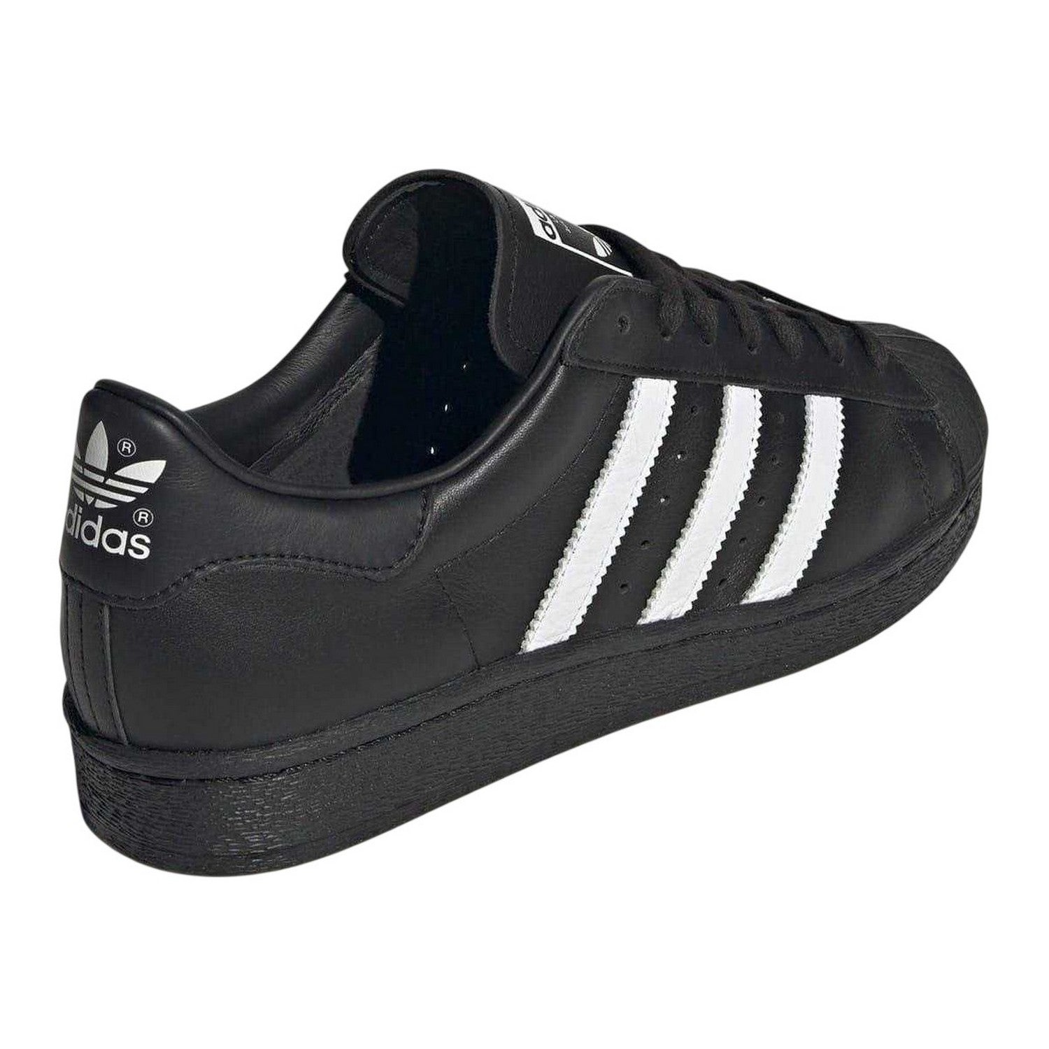Black-White - Back - Adidas Womens-Ladies Originals Superstar Leather Trainers